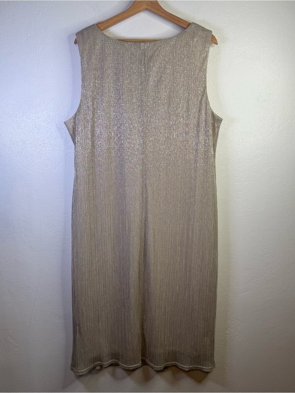 R&M Richards Sleeveless Metallic Champagne Two-Piece Dress & Jacket Set Size 18W - Picture 10 of 16